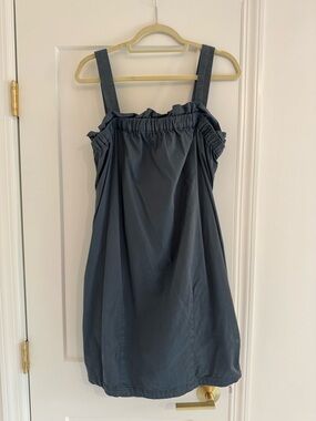 Everlane Slate Blue Sleeveless Paper-bag Dress